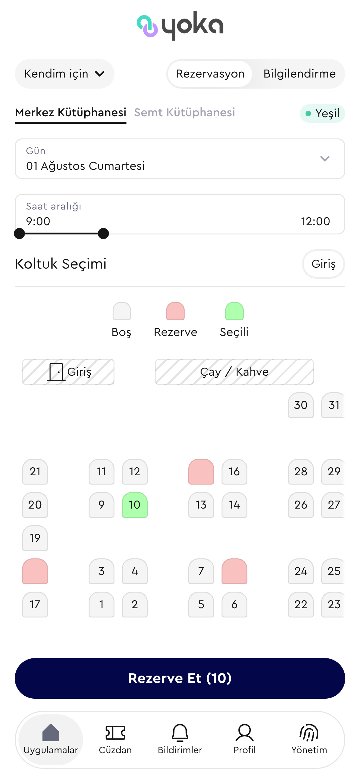 Yoka Kütüphane Rezervasyonu
