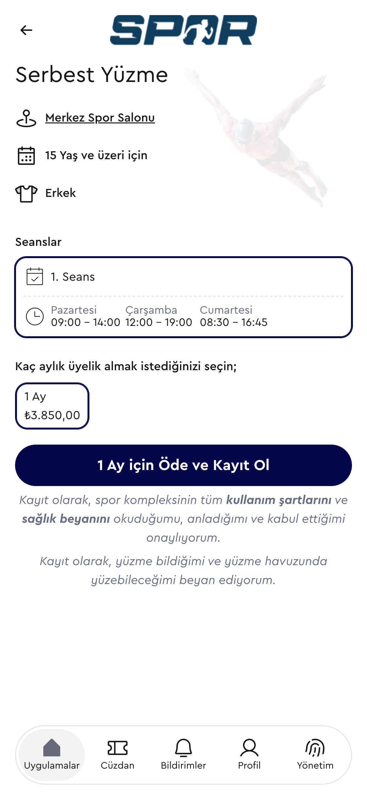 Yoka spor paketleri sayfası
